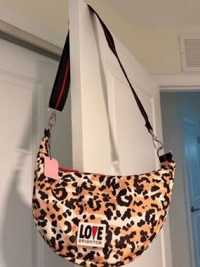 Brighton Leopard Print Crossbody Bag with Pink Accents